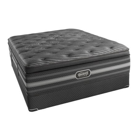 Queen Ultra Plush Pillow Top Mattress and BR Black High Profile Foundation
