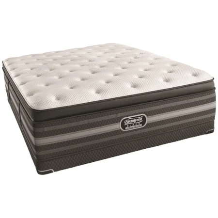 King 15 3/4" Firm Pillow Top Coil on Coil Mattress and Low Profile Foundation
