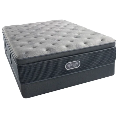 Twin 15.5" Plush Summit Pillow Top Pocketed Coil Mattress and Triton Foundation