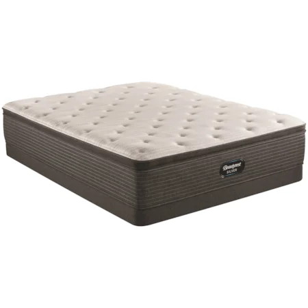 Queen 14 3/4" Plush Pillow Top Pocketed Coil Mattress and 5" Low Profile Foundation