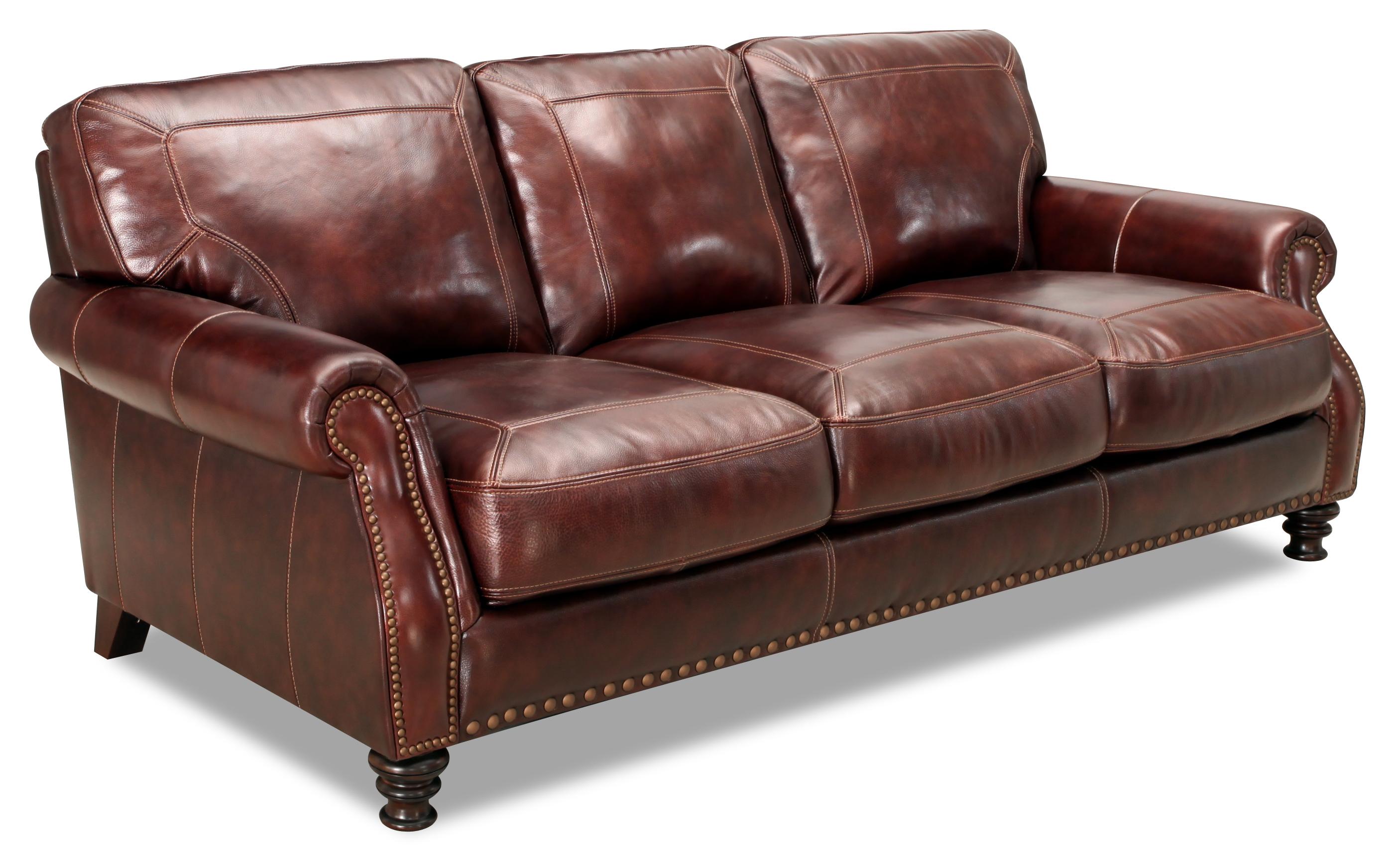 Simon Li 6978 6978 30 Rolled Arm Leather Sofa With Nailhead Trim Howell Furniture Sofa