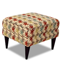 Contemporary Clover Aegea Fabric Ottoman with Exposed Tapered Feet
