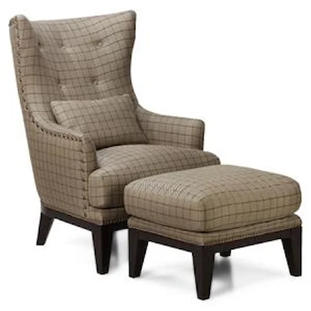 Transitional Wing Chair and Ottoman