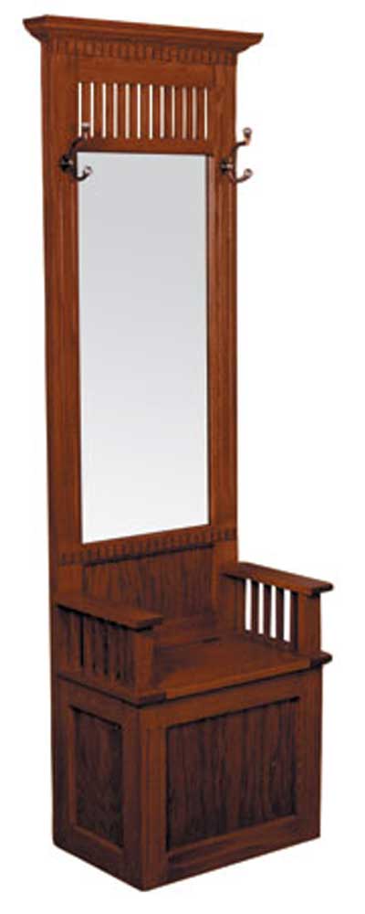 Simply Amish Mission Amish LFMHSB Mission Hall Seat with Beveled Mirror