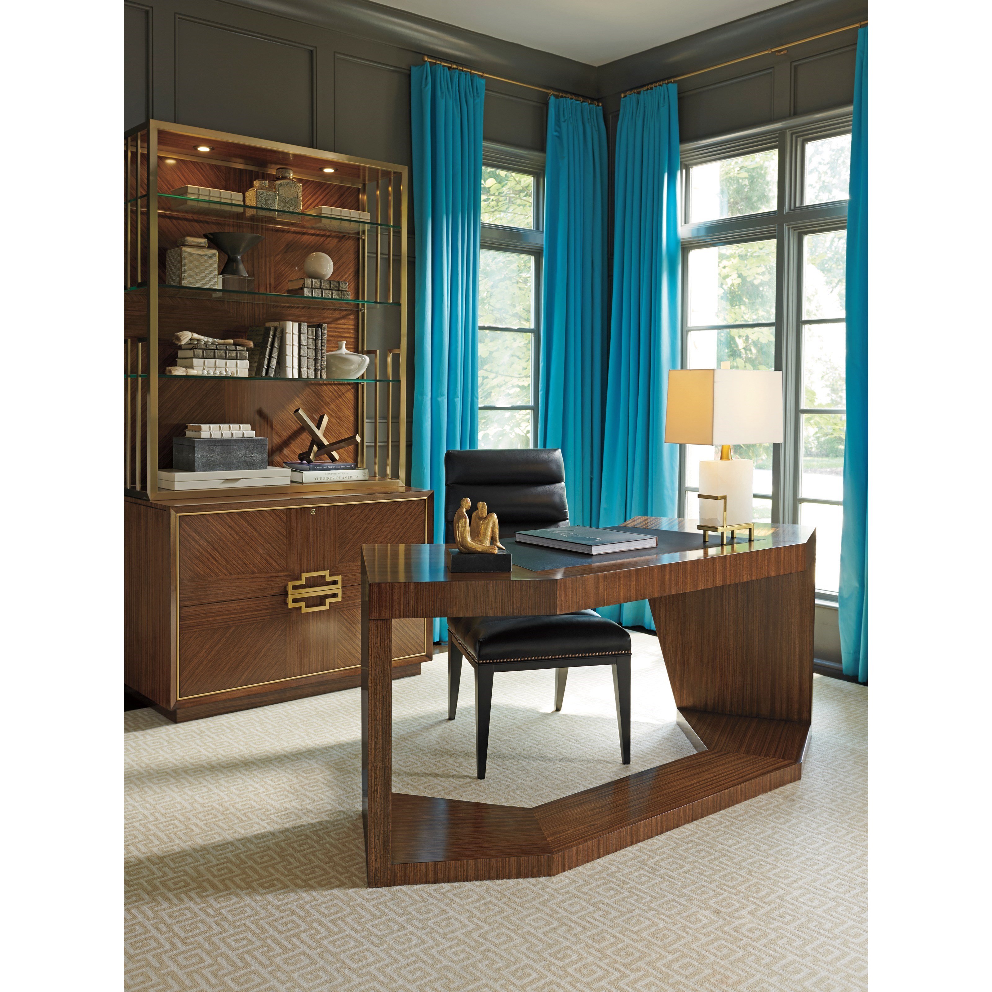 Sligh Aventura 195-411 Contemporary Angled Writing Desk with Faux ...
