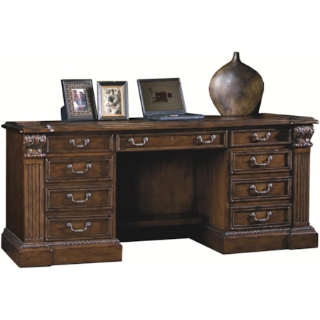 Kneehole Credenza with Laptop Docking Station & Five Electrical Outlets