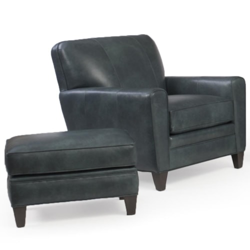 Chair with Tapered Track Arms and Ottoman Set