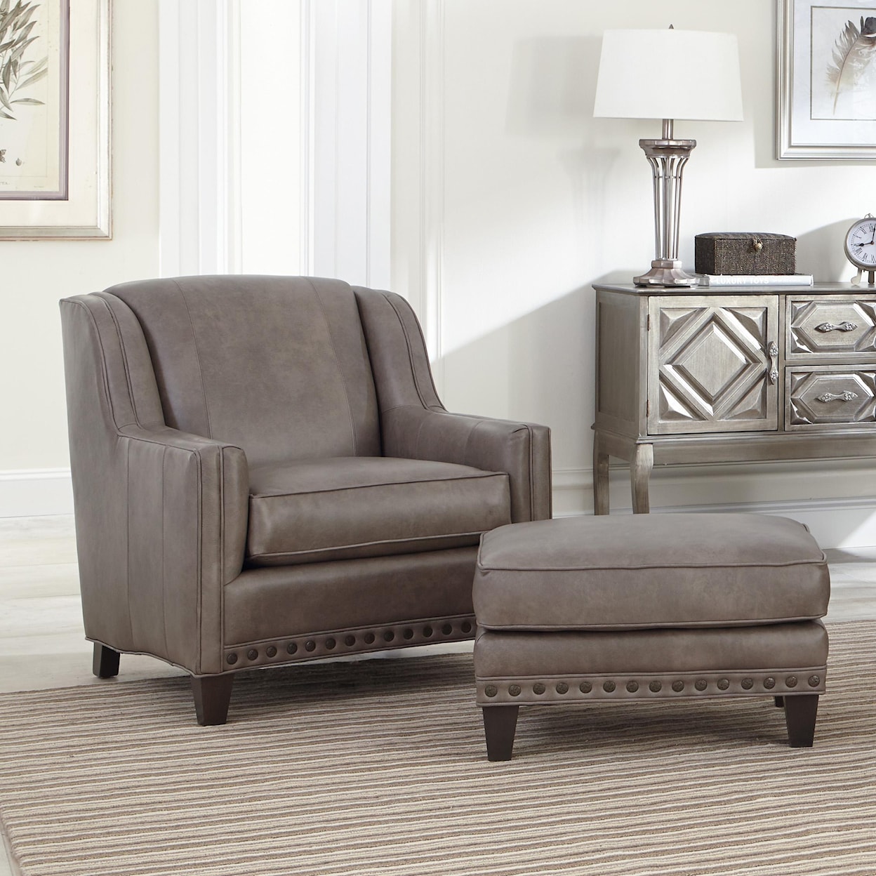 Smith Brothers 227 Upholstered Chair and Ottoman Combination