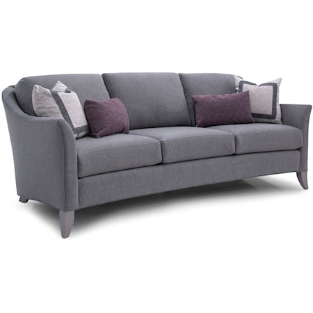 Transitional Sofa with Flare Tapered Arms