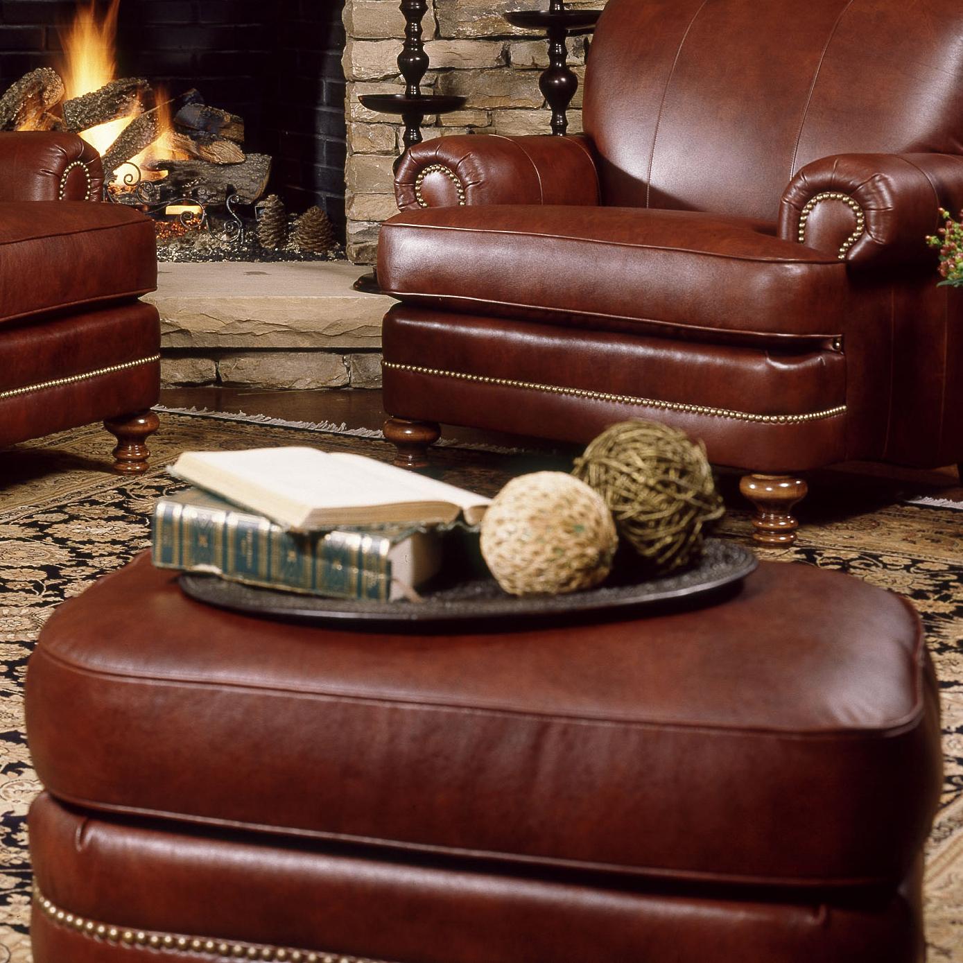 Leather tilt back chair shop with ottoman