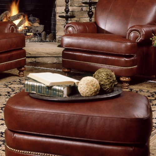 Ottoman with Nailhead Trim