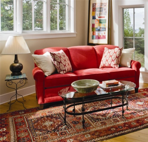 Casual Stationary Sofa with Rolled Arms