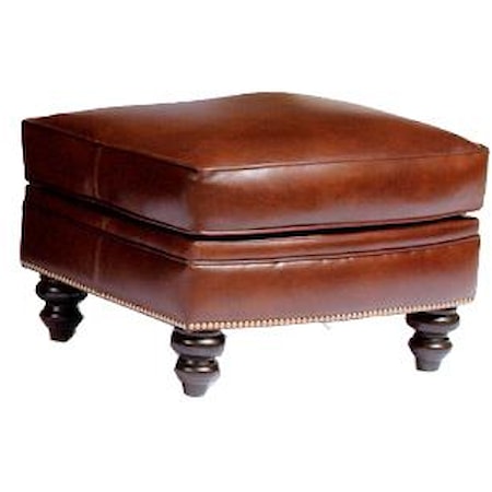 Transitional Accent Ottoman with Turned Legs
