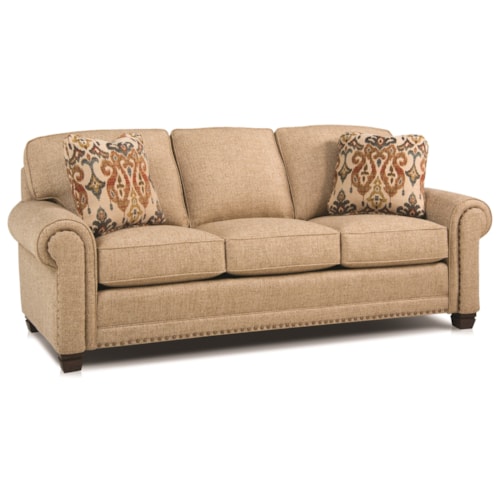 Traditional Stationary Sofa with Nailhead Trim