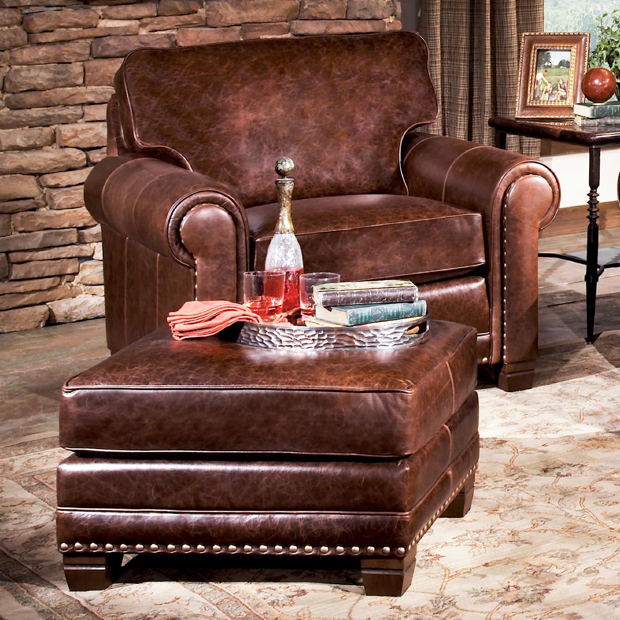 Smith Brothers 393 Traditional Chair and Ottoman