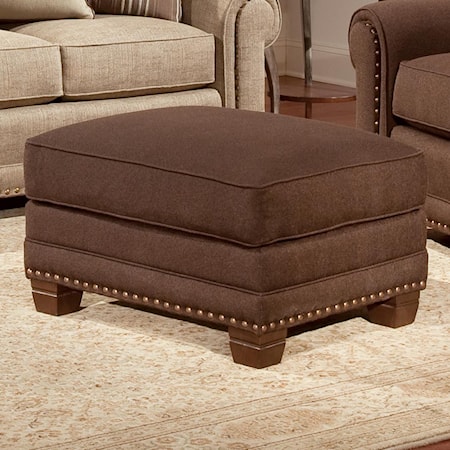 Traditional Accent Ottoman with Nail-Head Trim