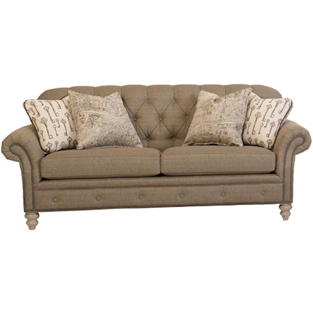 Traditional Button-Tufted Sofa with Nailhead Trim