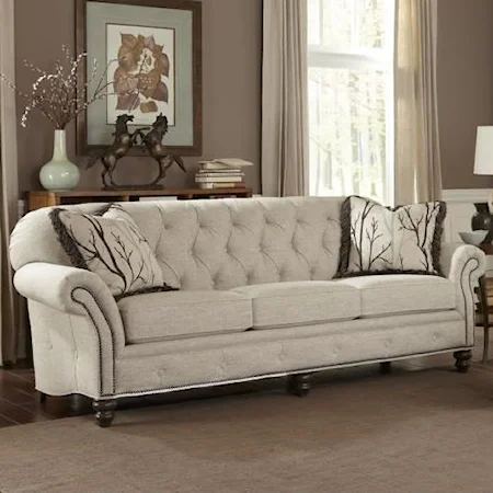 Traditional Large Sofa with Button Tufting