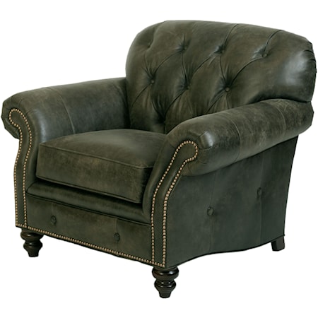 Traditional Button-Tufted Accent Chair with Nail-Head Trim