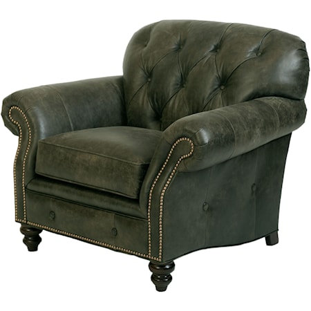 Traditional Button-Tufted Chair with Nailhead Trim