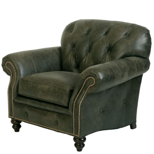 Traditional Button-Tufted Chair with Nailhead Trim