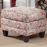 Upholstered Ottoman with Tapered Wood Block Legs