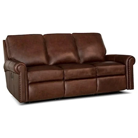 Traditional Power Reclining Sofa with Rolled Panel Arms