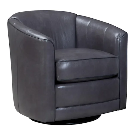 Transitional Swivel Glider Chair with Barrel Back