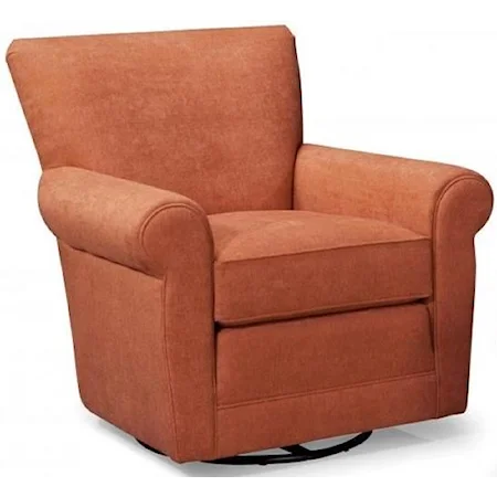 Casual Swivel Chair with Rolled Arms