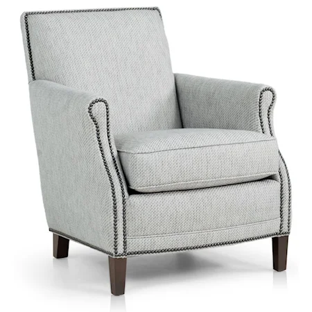 Chair with Rolled Scooped Arms and Nailhead Trim