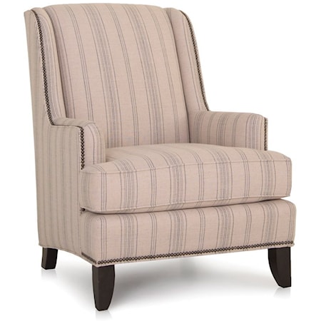 TRADITIONAL CHAIR WITH TAPERED ARMS AND NAILHEAD TRIM - STOCKED IN DIFFERENT FABRIC