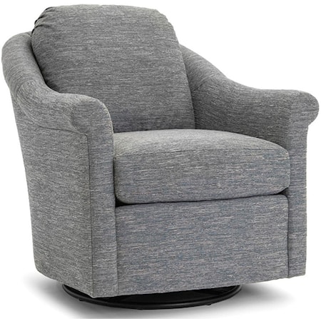 Casual Upholstered Swivel Glider Chair with Sock Rolled Arms