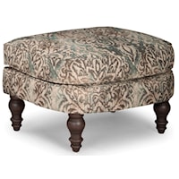 Upholstered Ottoman with Turned Wood Legs
