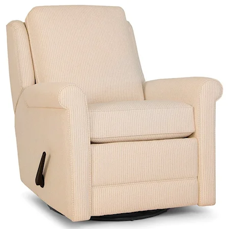 Casual Swivel Gliding Recliner with Rolled Arms