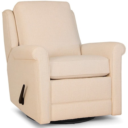 Casual Swivel Gliding Recliner with Rolled Arms