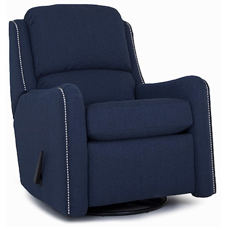 Transitional Power Swivel Glider Recliner with Nailhead Trim