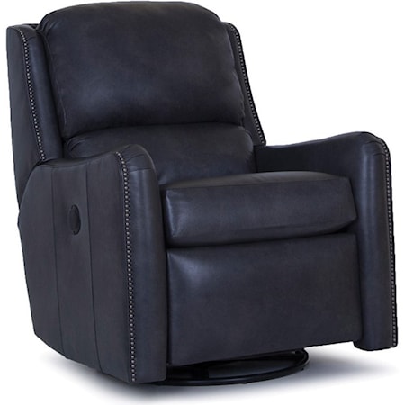 Transitional Swivel Glider Recliner with Nailhead Trim