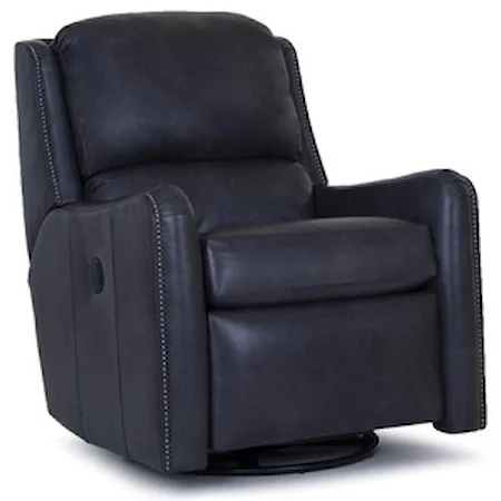 Transitional Swivel Glider Recliner with Nailhead Trim