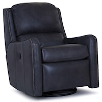 Transitional Power Swivel Glider Recliner with Nailhead Trim