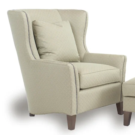 Contemporary Wingback Chair with Track Arms