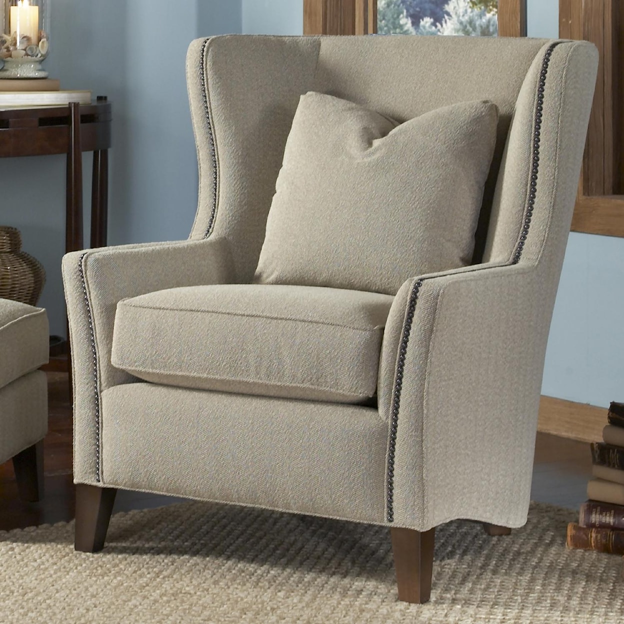 Smith Brothers Accent Chairs and Ottomans SB Upholstered Wingback Chair