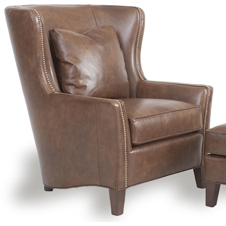 Contemporary Wingback Chair with Track Arms