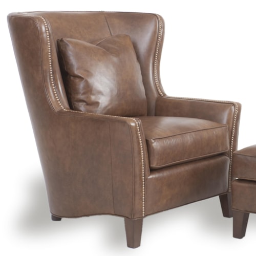 Contemporary Wingback Chair with Track Arms