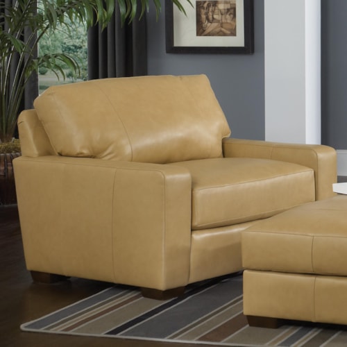 Contemporary Chair and a Half with Track Arms