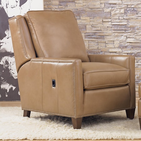 Transitional Pressback Reclining Chair with Nail-Head Trim