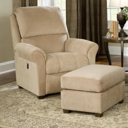 Tilt-Back Recliner & Ottoman with Tapered Legs