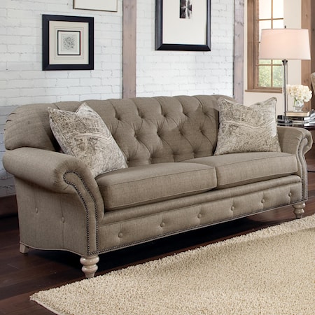 Traditional Button-Tufted Sofa with Nail-Head Trim