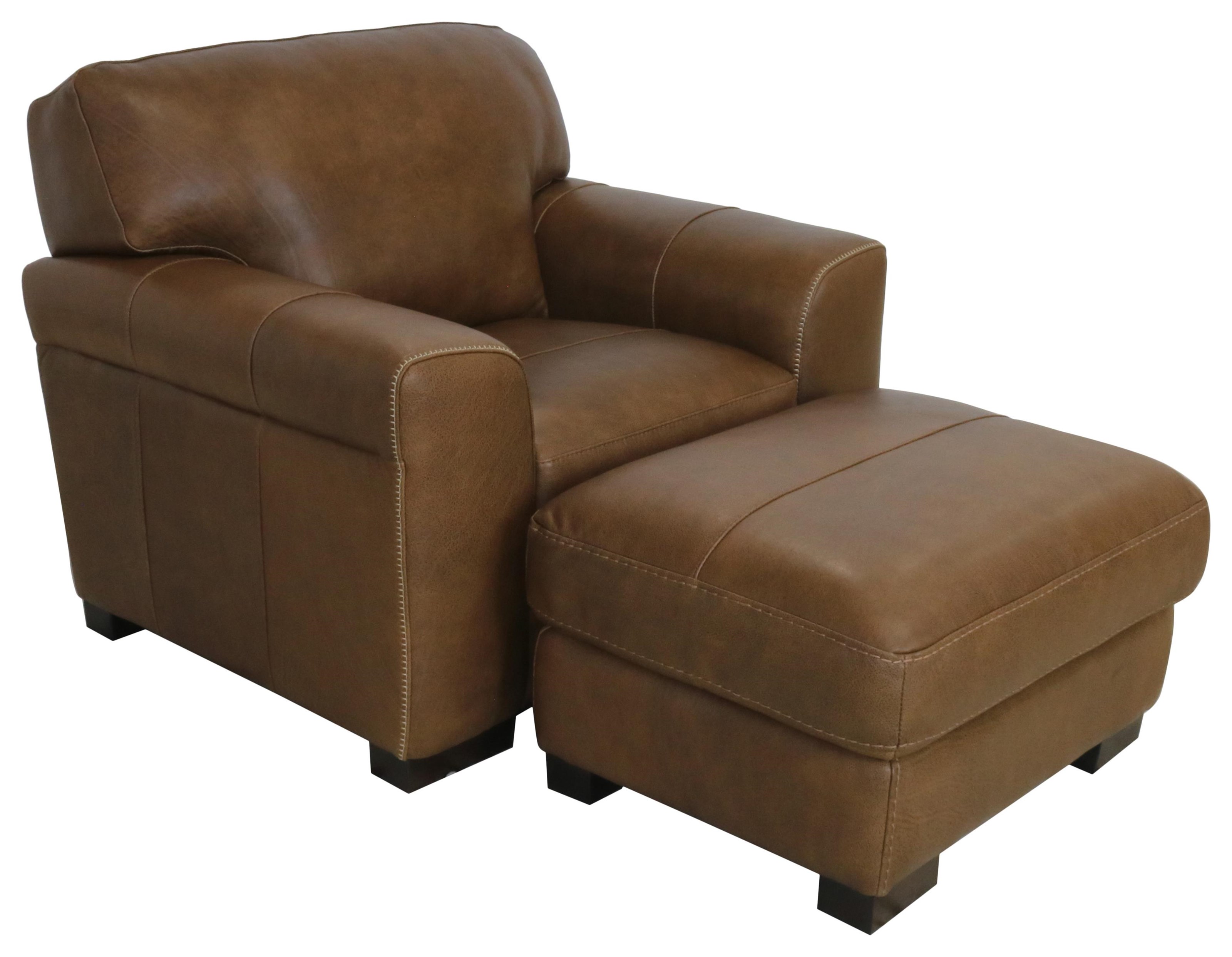 Giovanni Leather Group 10 Italian Leather Chair Ottoman