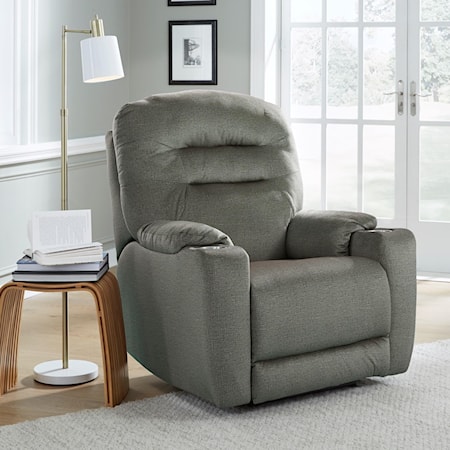 Casual Wallhugger Recliner with Dual Cup Holders and Pillow Arms