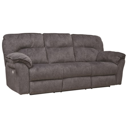 Casual Power Headrest Double Reclining Sofa with Dropdown Table
